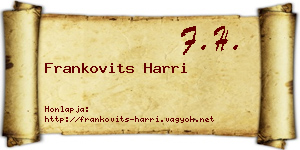 Frankovits Harri névjegykártya